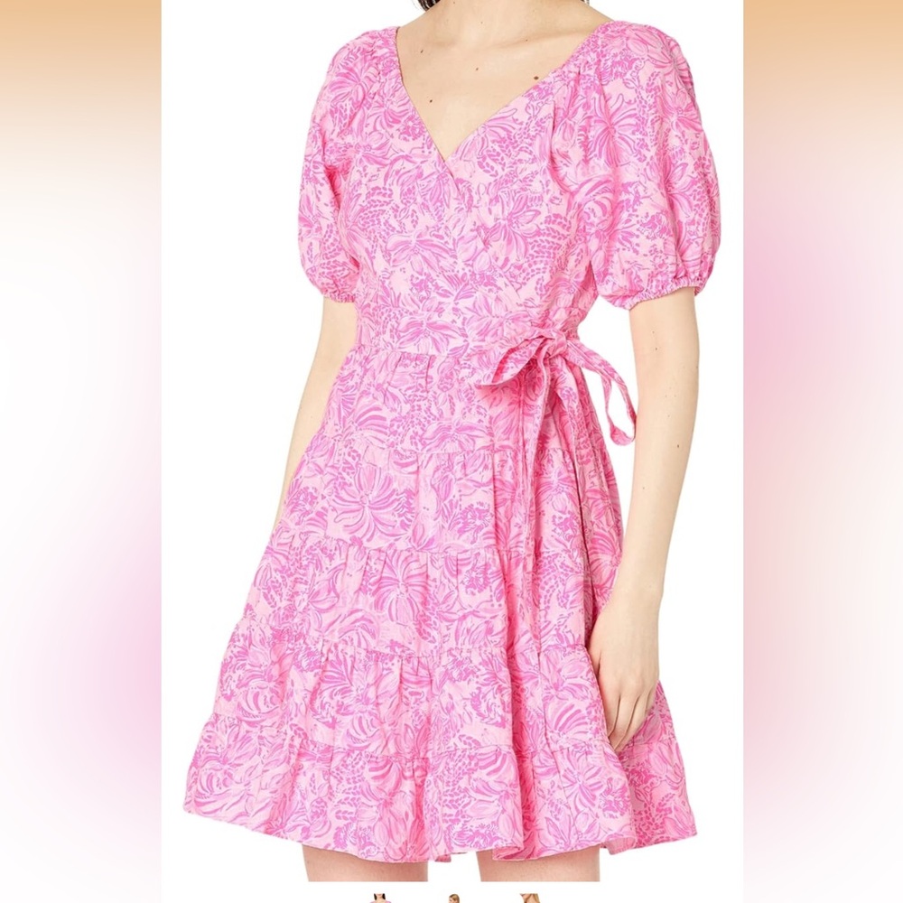 Lilly Pulitzer Iralee Linen Wrap Dress in Pink